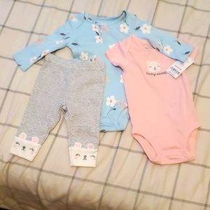 Carters-3 pc girl bear set